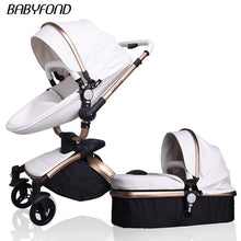 Load image into Gallery viewer, Free ship! Babyfond  3 in 1 baby stroller 360 degree rotate Carriage gold frame PU Pram EU safety Car Seat with Bassinet newborn