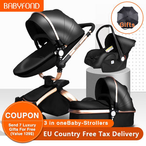 Babyfond Pu Baby Cars High Landscape Baby Stroller 3 In 1 Newborn